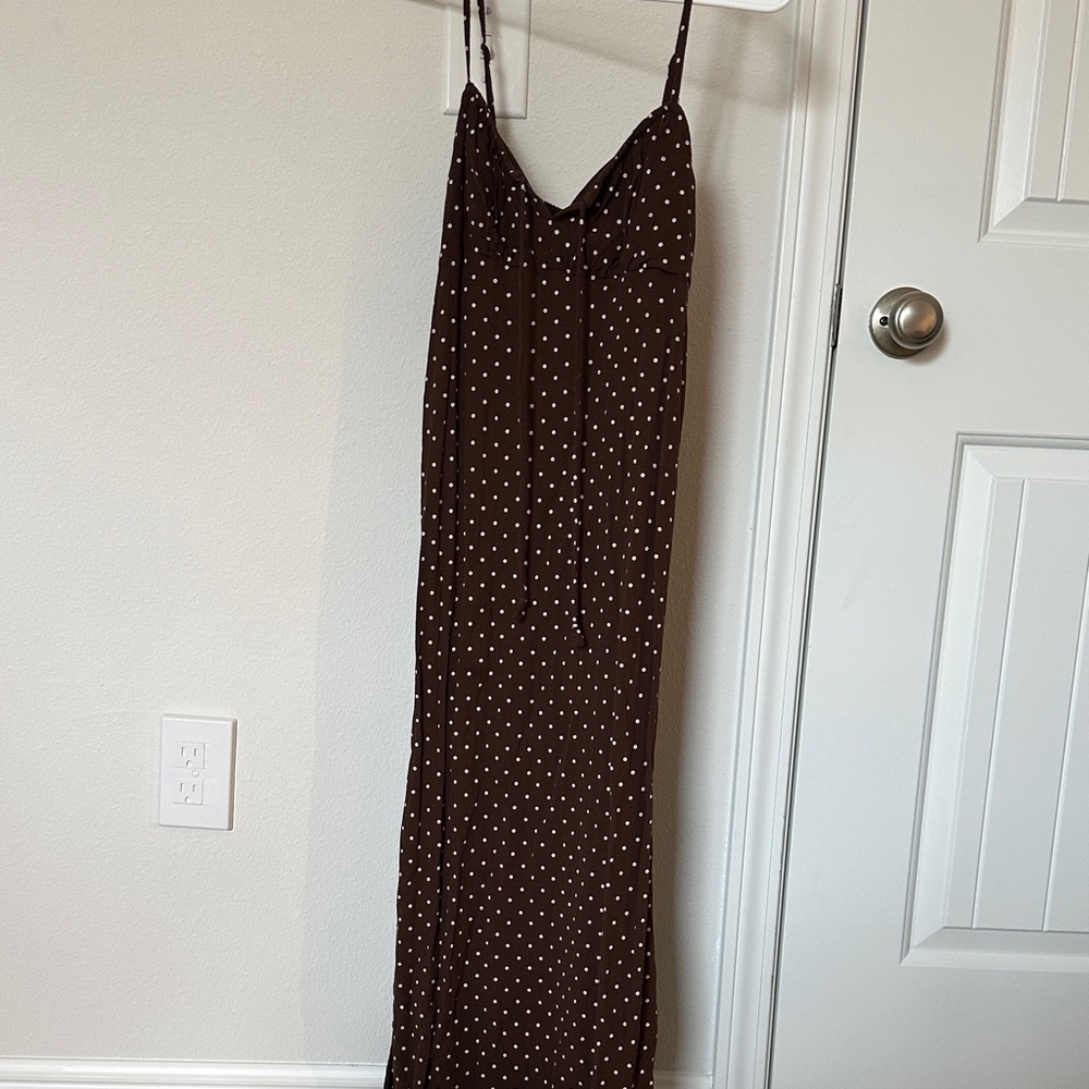American Eagle Outfitters Chocolate Maxi Dress with Dots